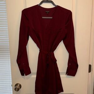 Express Deep Red Long Sleeve Dress